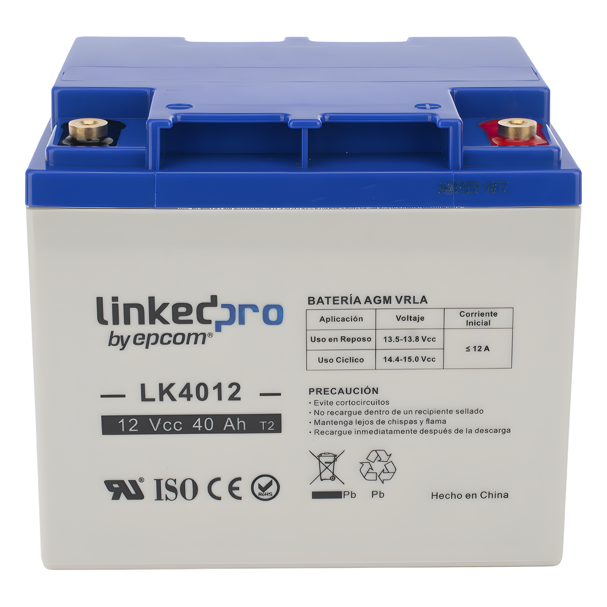 Batería de respaldo 12 V | 40 Ah | AGM | Especial para Seguridad Electrónica | UPS | Sistemas de Emergencia | Certificada UL | Vida útil 5 años | Terminales T2