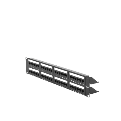 Panel de Parcheo de Impacto (110) UTP de 48 Puertos Cat6, 19 Pulgadas (48.26 cm), 2U, con Barra para Organizar Cable