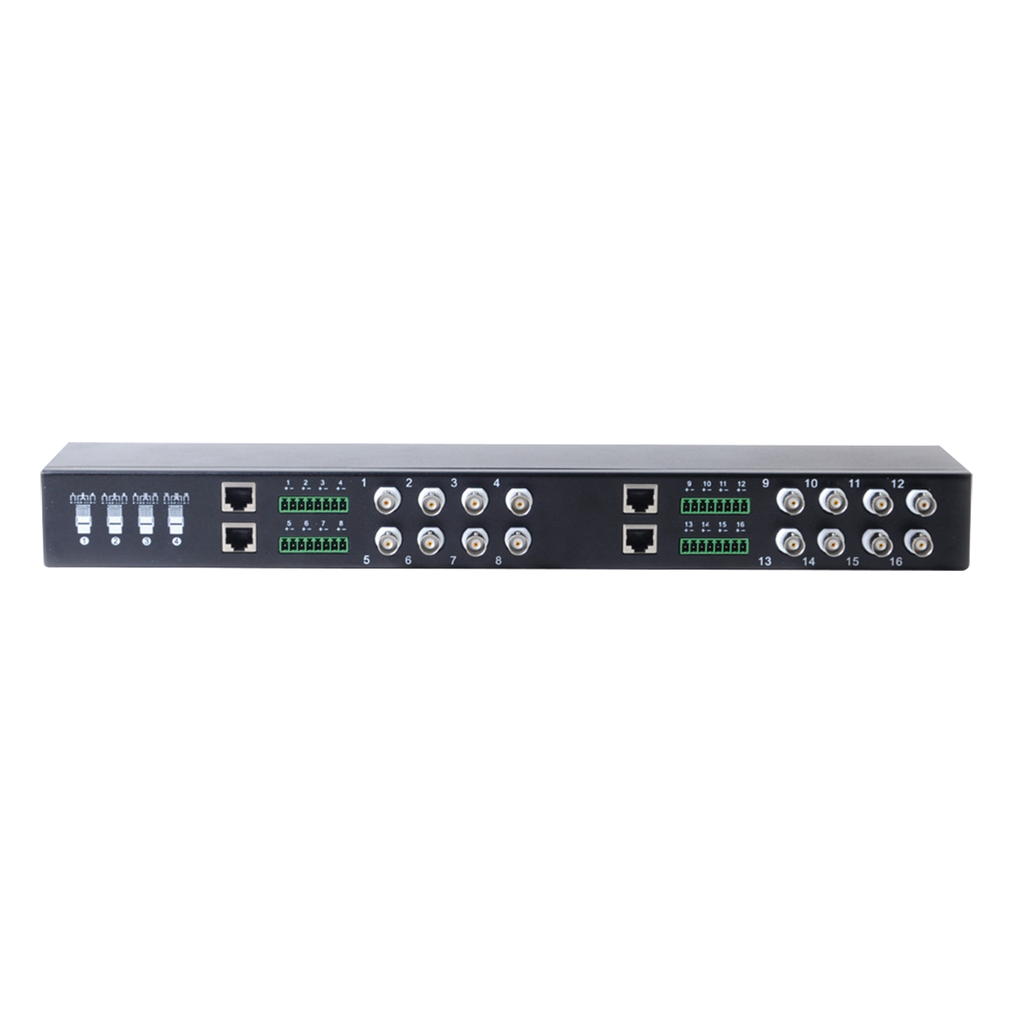 (TRANCEPTOR) RECEPTOR DE VIDEO PASIVO DE 16 CANALES / Resolución 4K / Compatible con cable UTP Cat 5e/6 / Compatible con HD-TVI/CVI/AHD/CVBS / TODO INCLUIDO PARA RACK / Protección Interconstruida contra sobretensión.