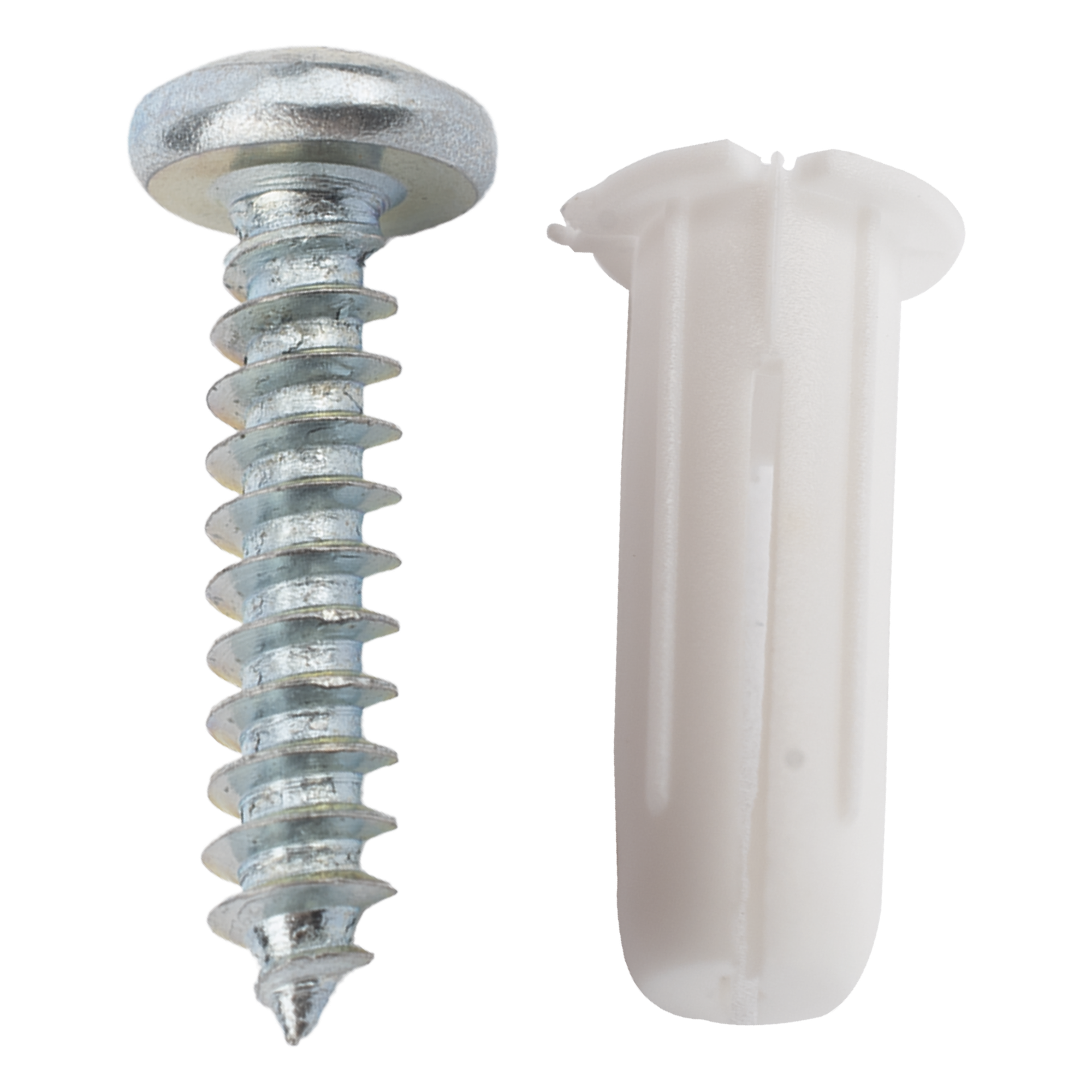 Paquete de 20 taquetes blancos  3/4" y 20 tornillos 8mm x 3/4" (1101-05002)