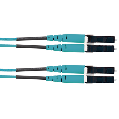 Jumper de Fibra Optica Multimodo 50/125 OM3, LC-LC Duplex, LSZH (Cero Halógenos), Color Aqua, 3 Metros (9.84 Pies)