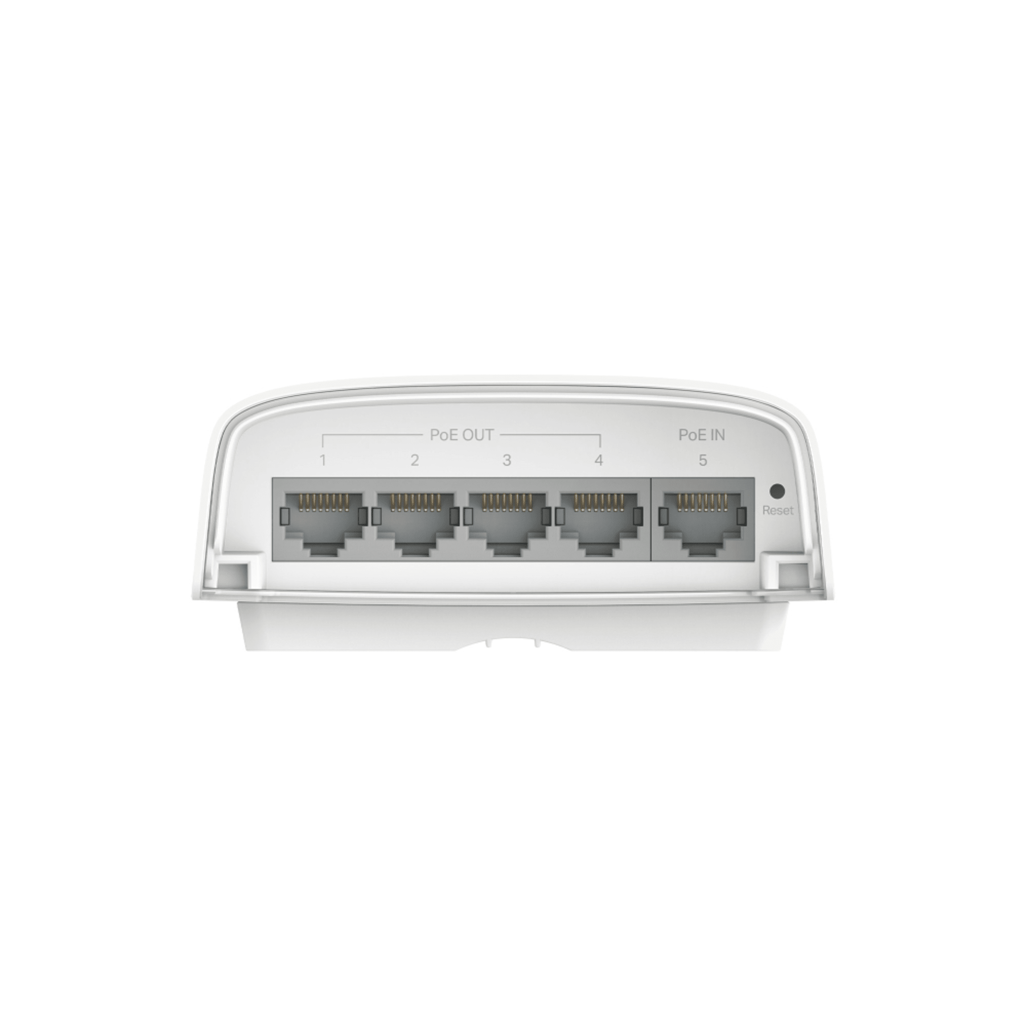 Switch PoE Omada Para Exterior / 1 Puerto PoE++ IN 802.3 af/at/bt / 4 Puertos PoE+ OUT Gigabit / Adminstración Centralizada Omada