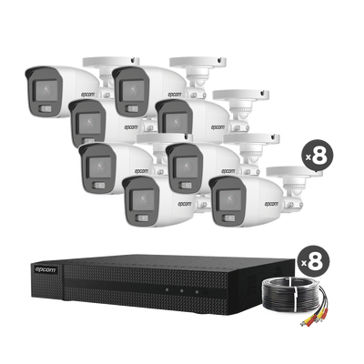 Kit TurboHD 1080p / DVR 4 Canales / 4 Cámaras Bala ColorVu con Microfono Integrado / Fuente de Poder / Accesorios de Instalación