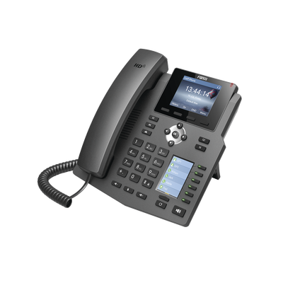 Teléfono IP empresarial para 4 líneas SIP con 2 pantallas LCD, 6 teclas BLF/DSS, conferencia de 3 vías, PoE
