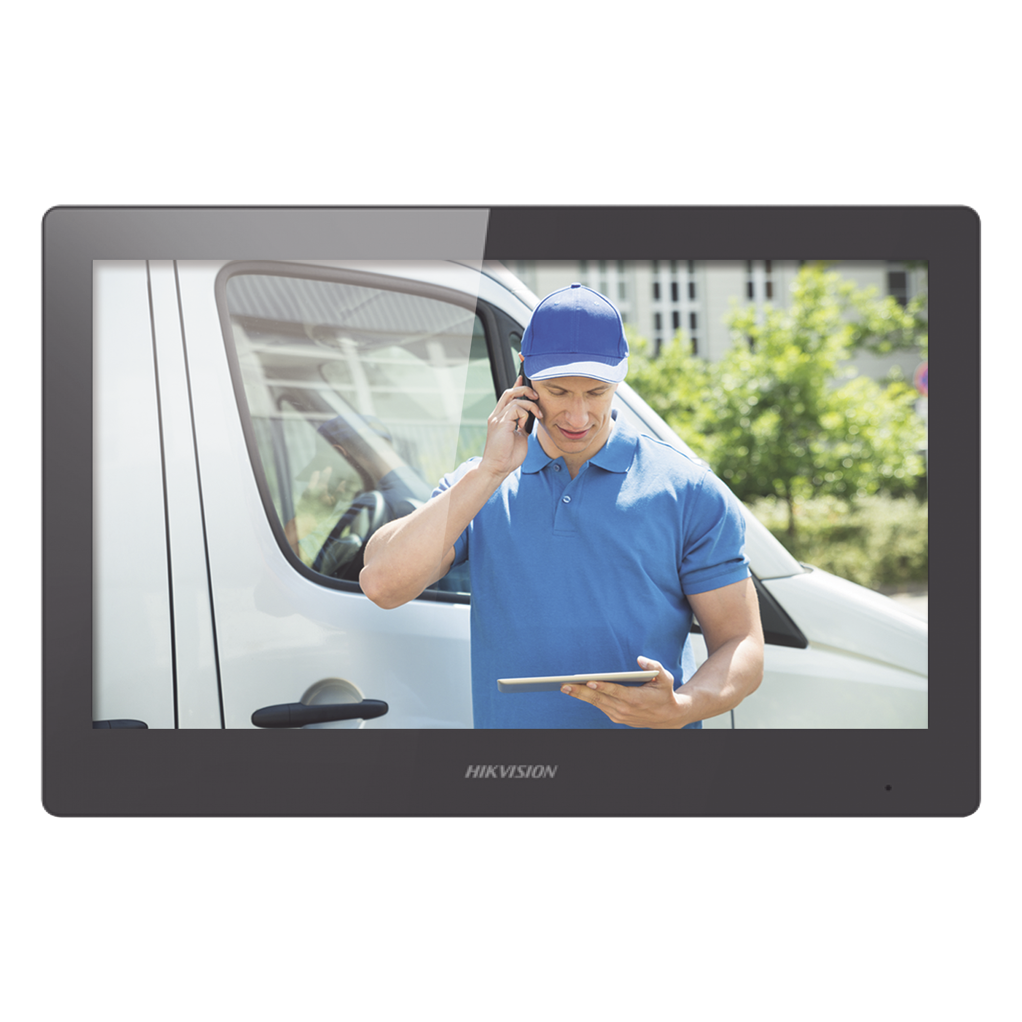 Monitor Touch Screen 10" para Videoportero IP / Estético / Video en Vivo / WiFi / Apertura Remota / llamada entre monitores / Audio de dos vías / Policarbonato — HIKVISION · SKU DS-KH8520-WTE1
