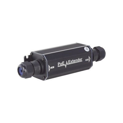Extensor PoE / 100 Metros / Intemperie (IP66) / 60 Watts / 1 Puerto de Entrada / 1 Puerto de Salida PoE / No requiere alimentación.