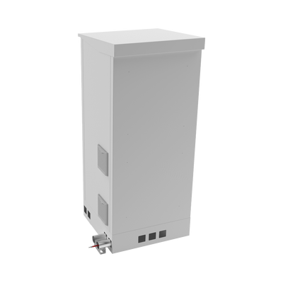 Gabinete de Piso para Exterior con Ventiladores y Termostato con Rack de 19" de 16 U + Espacio para Baterías, Se envía el Gabinete Armado.