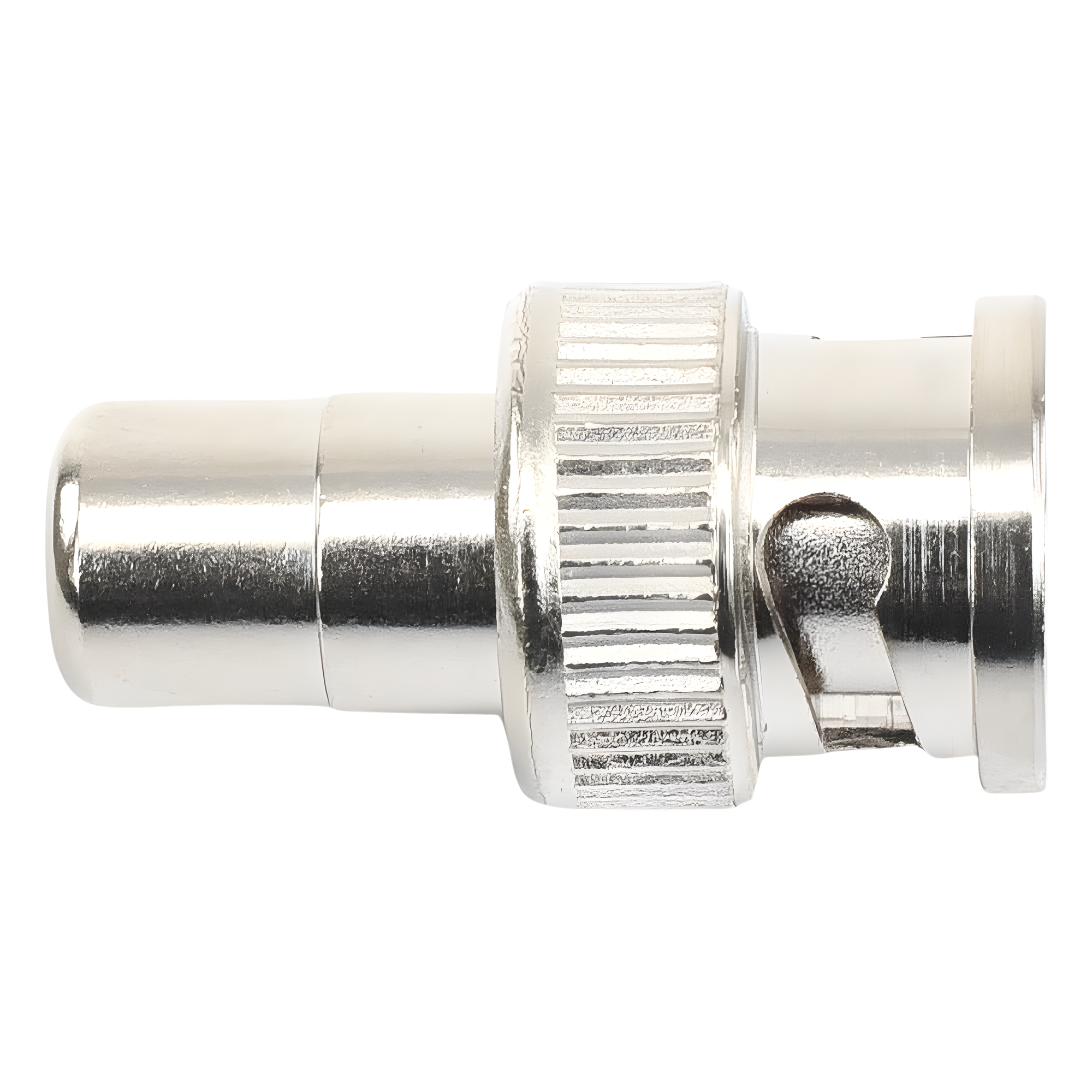 Adaptador en Línea para 75 Ohm, de Conector BNC Macho a RCA Hembra en Aplicaciones de Audio-Video para Cámaras, Monitores y DVR's.