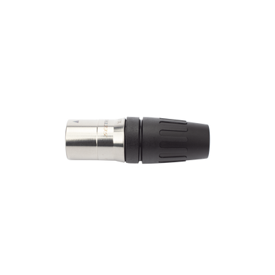 CONECTOR MACHO XLR DE 3 NÚCLEOS CON CARCASA DE ACERO INOXIDABLE Y CONTACTOS CHAPADOS EN ORO