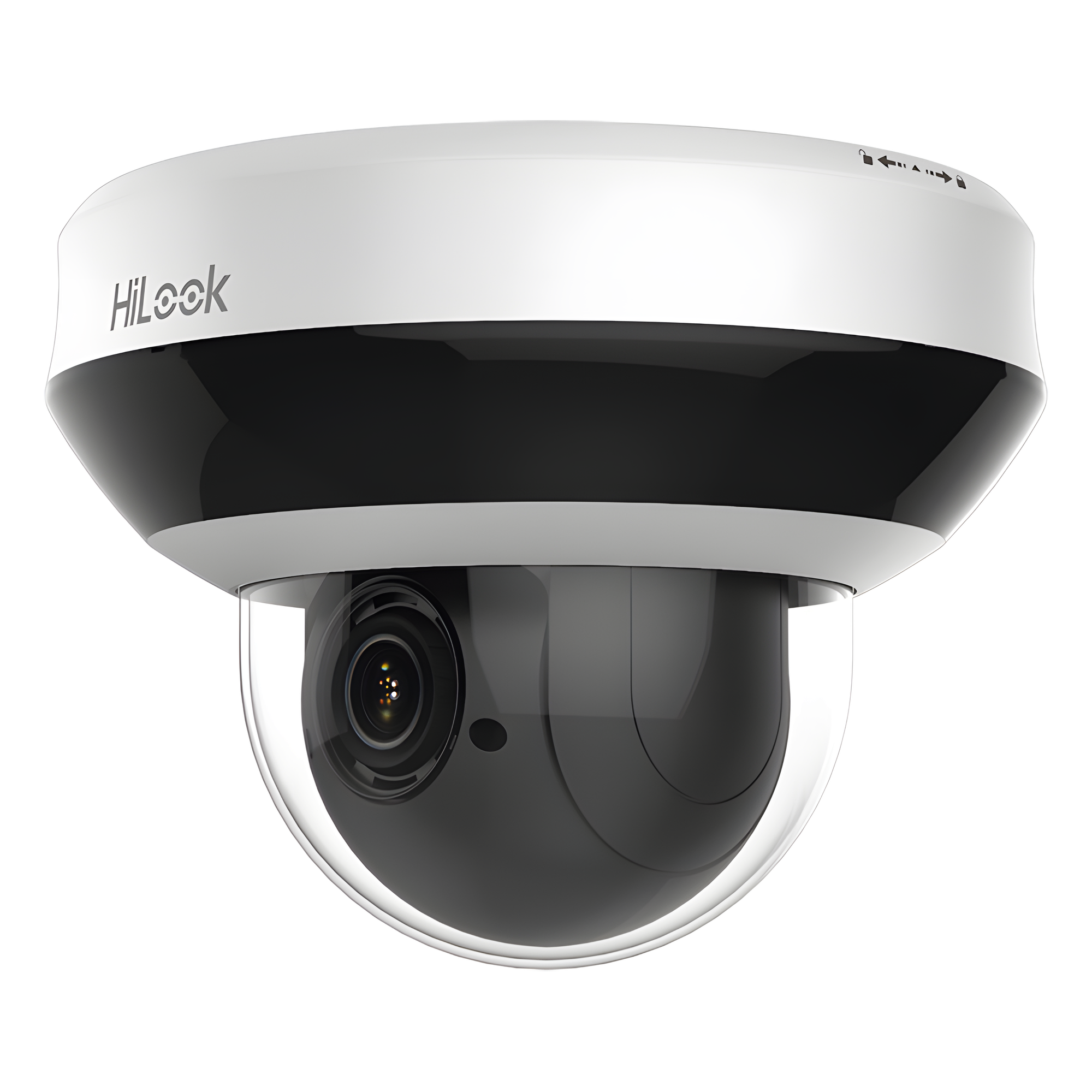 Mini Domo PTZ IP 4 Megapixel / 4X Zoom / H.265+ / 20 mts IR EXIR / WDR 120dB / PoE / IK10 / Exterior IP66 / Ultra Baja Iluminación / Micrófono Integrado / PoE — HiLook by HIKVISION · SKU PTZ-N2404I-DE3(F)