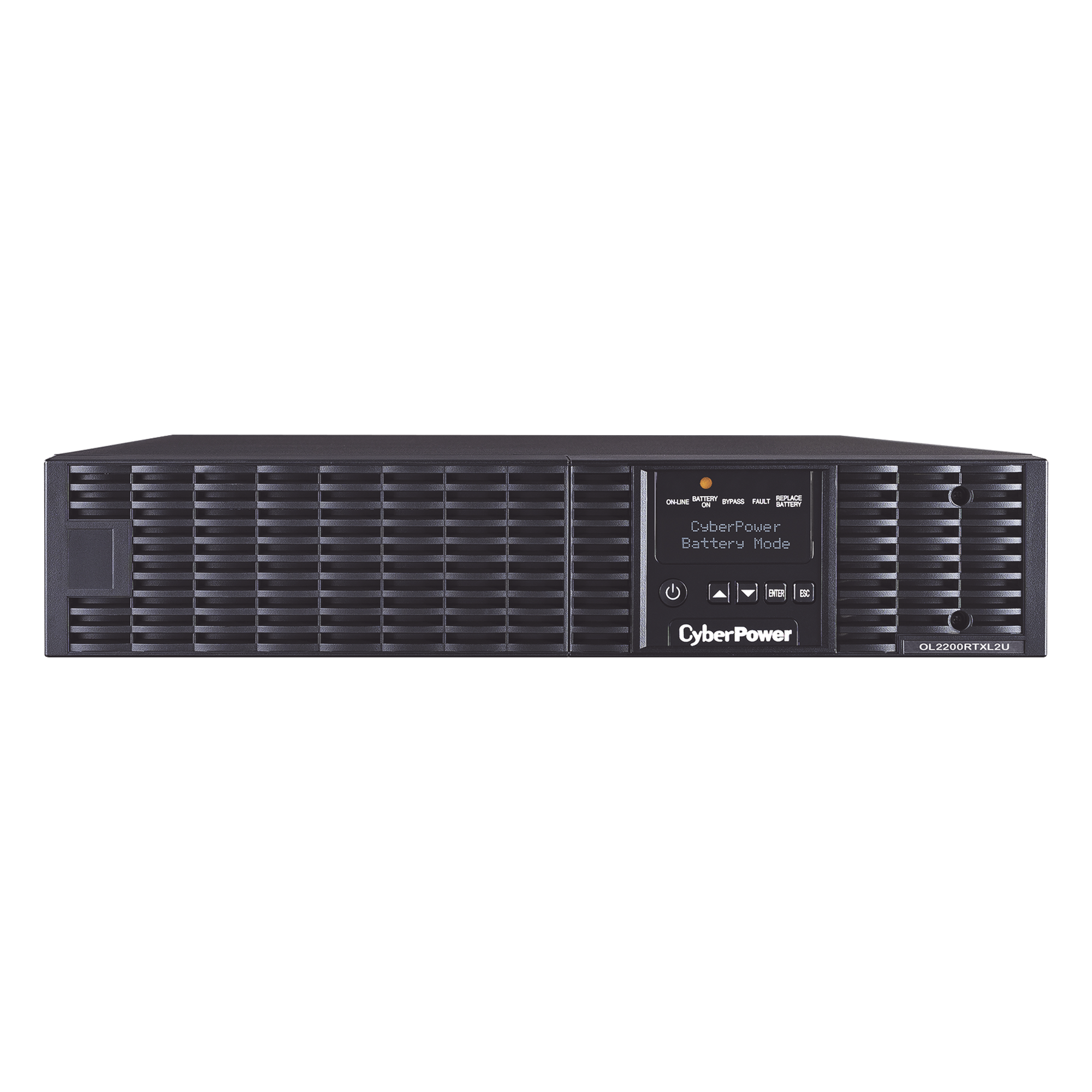 UPS de 2200 VA/1800 W, Online Doble Conversión, Entrada 120 Vca NEMA 5-20P, Onda Senoidal Pura, Rack o Torre de 2 UR, Con 6 NEMA 5-20R y 1 NEMA L5-20R — CYBERPOWER · SKU OL2200RTXL2U