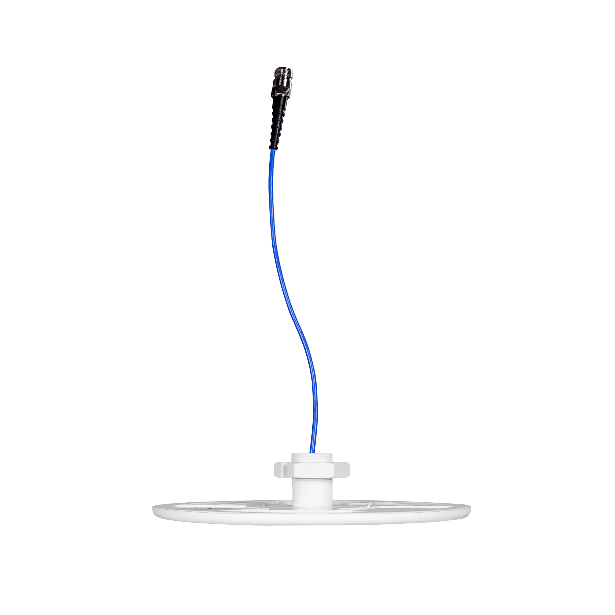 Antena Omnidireccional para Techo Interior / 600-6000 MHz / 5 Bandas Celulares y WiFi / Perfil Ultra Bajo 8 mm / Conector N-hembra / Cable Plenum 30 cm / Material del radomo, ABS