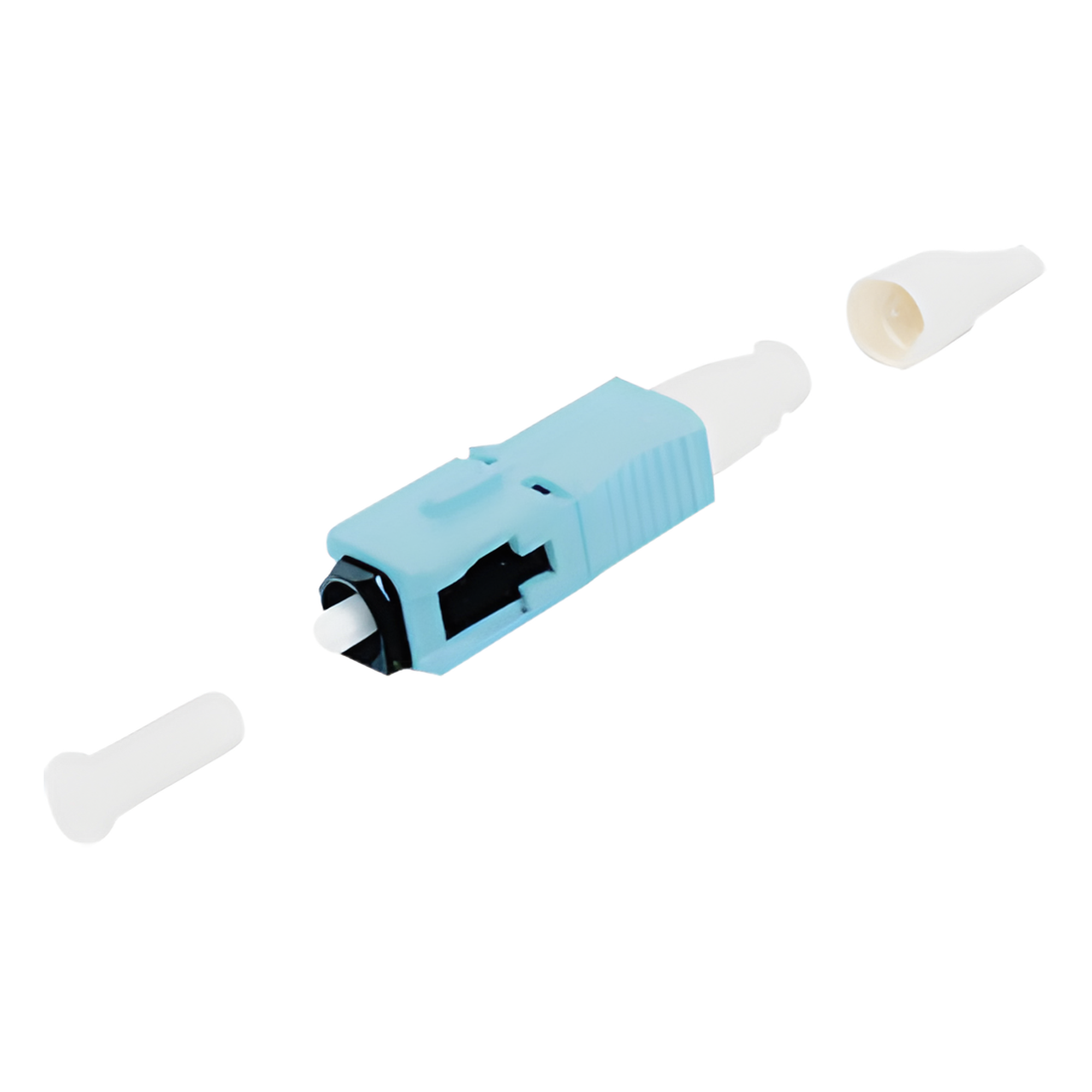 Conector de Fibra Óptica Pre-Pulido LightBow SC Simplex, Multimodo 50/125 (OM3/OM4), Re-Terminable, Color Aqua — SIEMON · SKU FC1-LB-SC5-9AQ