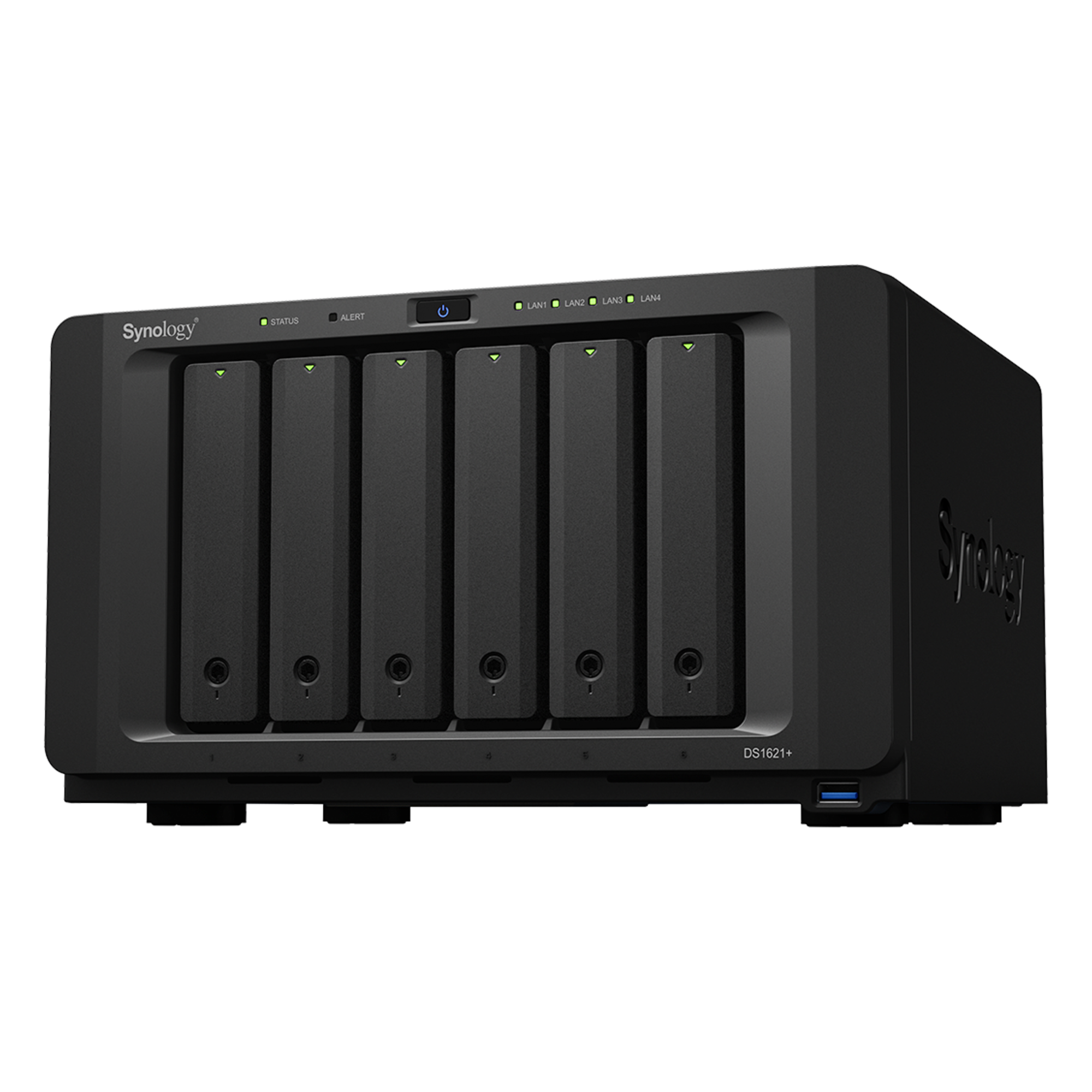 NAS Synology DiskStation DS1621+ | 6 Bahías | Procesador AMD Ryzen V1500B | 4 GB DDR4 ECC | Expansión Hasta 16 Bahías | 2 Ranuras M.2 NVMe | Puerto 10GbE RJ-45 | Compatibilidad RAID | Btrfs | Virtualización | Caché SSD. — SYNOLOGY · SKU DS1621+
