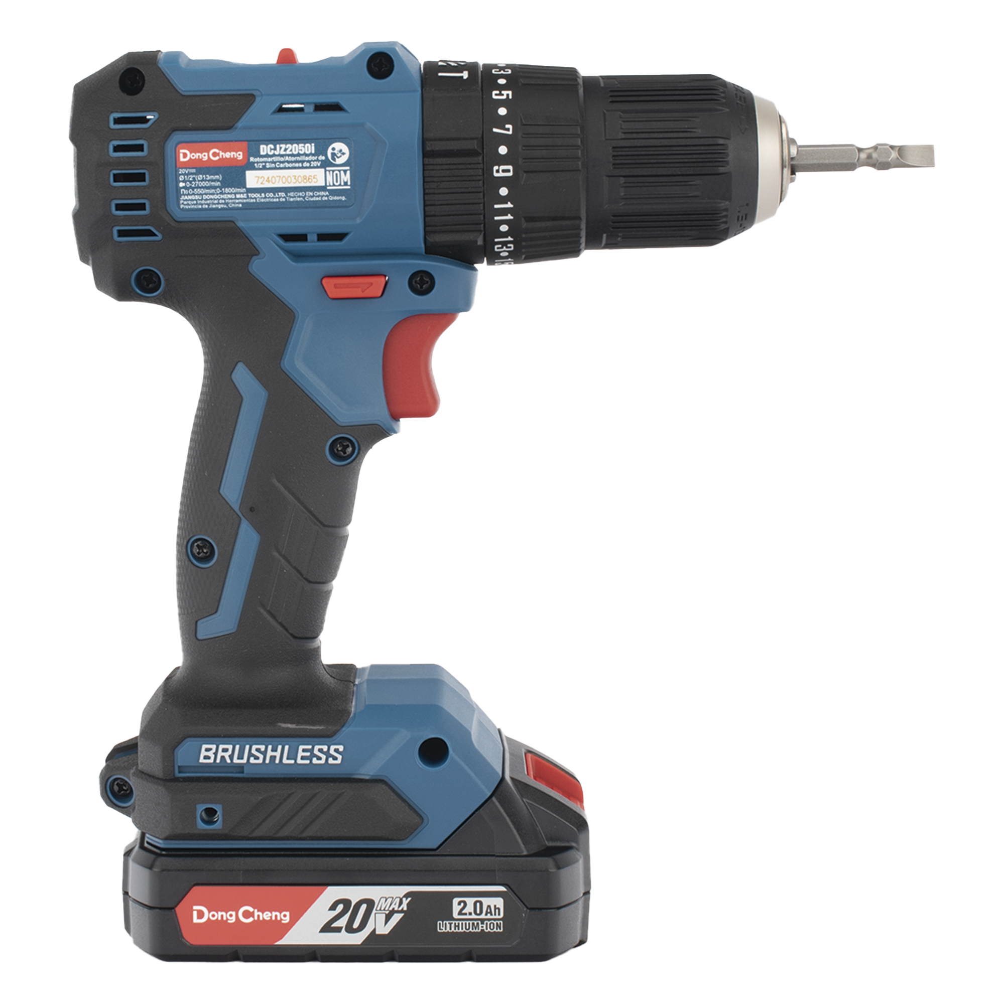 Rotomartillo Inalámbrico 20V / Motor Brushless / Broquero 1/2 in / 50 Nm Par de Apriete / 2 Baterías 2.0Ah con Cargador y Maletín