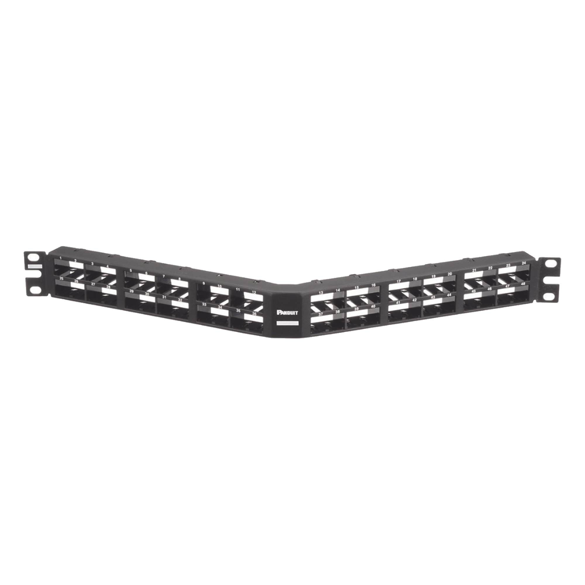 Panel de Parcheo Modular Mini-Com (Sin Conectores), Angulado, Sin Blindaje, Alta Densidad, de 48 Puertos, 1UR — PANDUIT · SKU CPPA48HDWBLY
