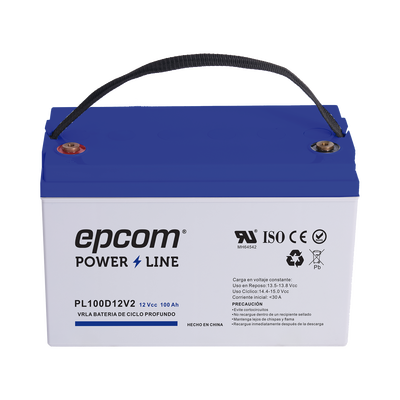 Batería de respaldo 12 V 100 Ah AGM | Certificada UL94-HB Retardo a la flama básica | Ciclo profundo | Para uso en aplicaciones fotovoltaicas y de emergencia | Terminales T4