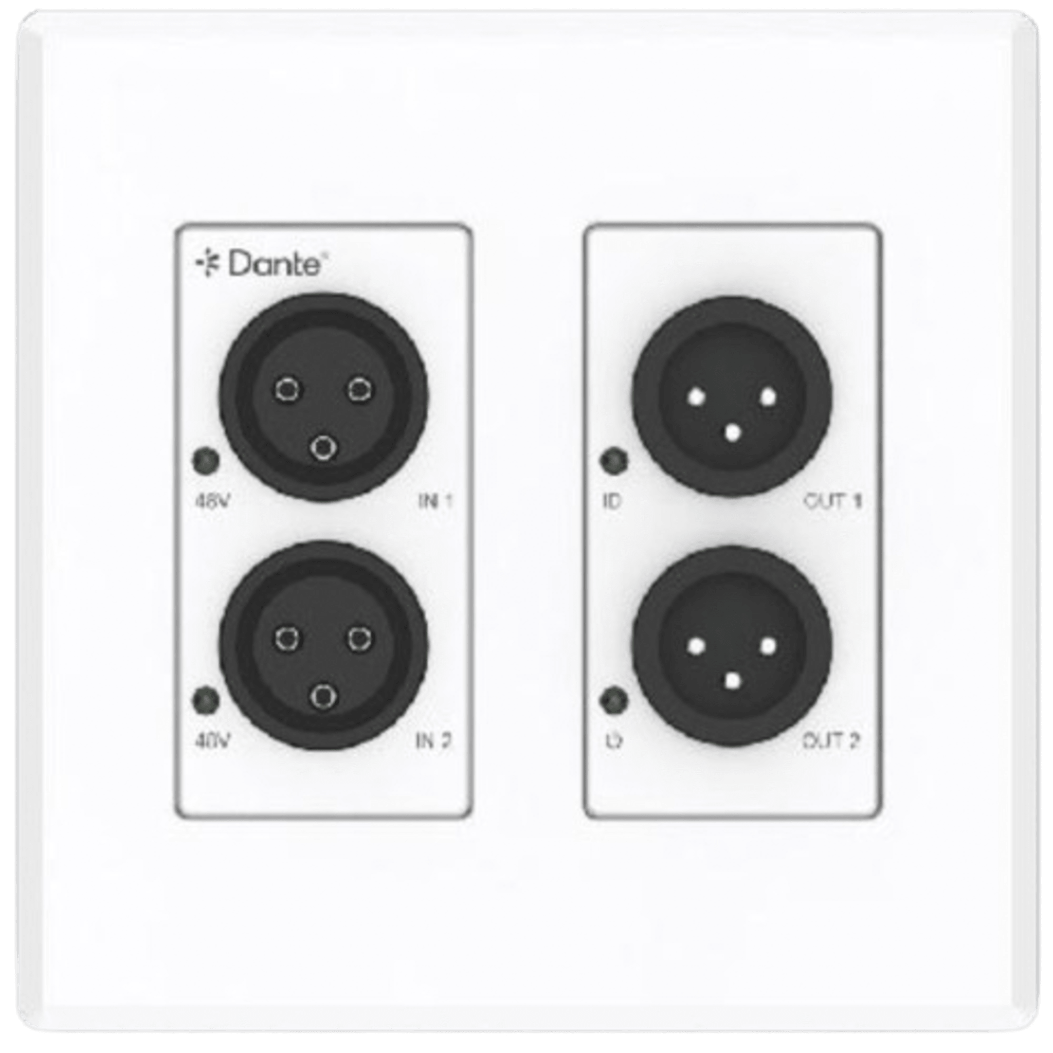 Extensor de Audio Analógico XLR a Dante® | 2 Entradas y 2 Salidas | Conversión Digital de Audio | PoE IEEE 802.3af | Phantom Power 48V | Latencia Configurable 1-5ms | Rango Dinámico >90dB
