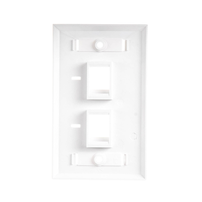 Placa de Pared de 2 Puertos, Keystone, con Espacio para Etiqueta, Color Blanco