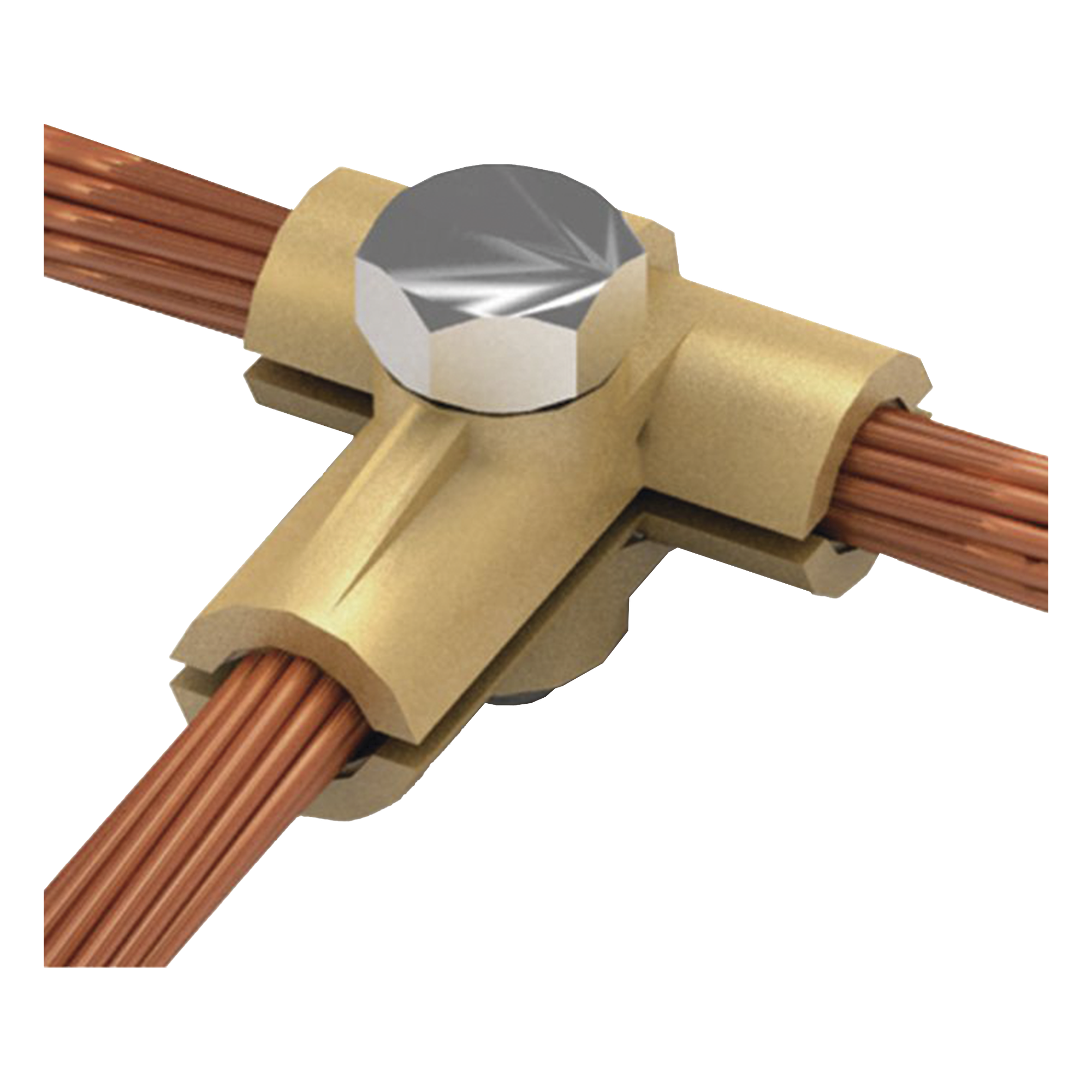 Conector Tipo T / Latón Alta Pureza / 50-70 mm² / 1/0-2/0 AWG / Derivaciones Eléctricas — APLICACIONES TECNOLOGICAS · SKU AT012F