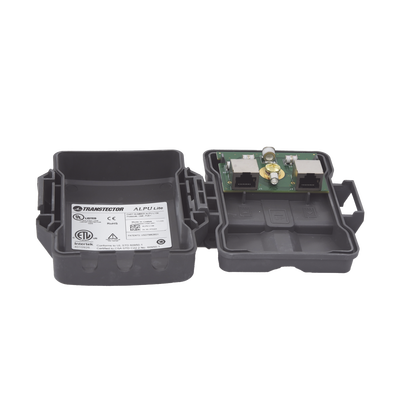Protector PoE Exterior Gigabit / Tubo de Descarga de Gas GDT / 51W PoE+ / RJ45 Blindado / IP23 / Enlaces Inalámbricos
