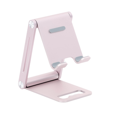 Soporte para Teléfono Celular de Aluminio / Angulo Ajustable / Amplia Compatibilidad con dispositivos de 4.7'' a 7.9'' / Antideslizante / Antiarañazos / Plegable / Color Rosa