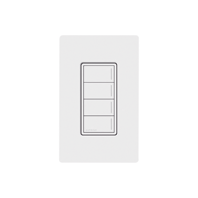 (RadioRa3) Botonera Sunnata Blanco 3 escenas y 2 botones subir/bajar para Radio RA3, programe escenas diferentes en cada botón. — LUTRON RADIORA 3 · SKU RRSTHN4BWH