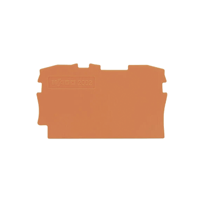 Placa Final e Intermedia / 0.8 mm Espesor / Naranja / Poliamida PA 66 / UL 94 V0 / Montaje Tipo Encajable / Aplicaciones Industriales y Ferroviarias — WAGO · SKU 2002-1292