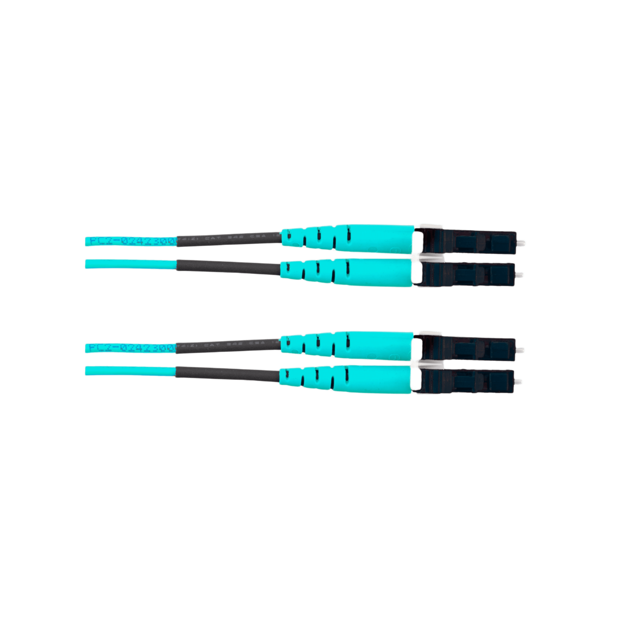 Jumper de Fibra Óptica Multimodo 50/125 OM4, LC-LC Duplex, OFNR (Riser), Color Aqua, 40 Metros (131.23 Pies)