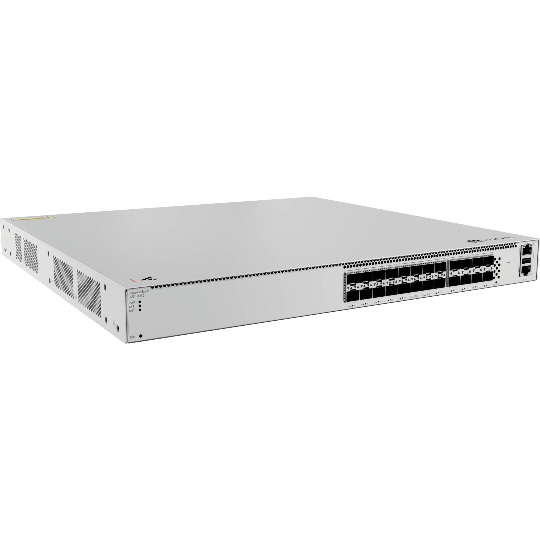Switch eKit Core para Fibra Óptica Administrable Capa 3 / 16 puertos SFP 10 Gbps + 8 Puertos SFP28 25 Gbps / Capacidad de Conmutación 1,120 Gbit/s / Gestión Gratuita desde la Nube / Libre de Licenciamiento / Ruteo Dinamico (RIP, OSPF, IS-