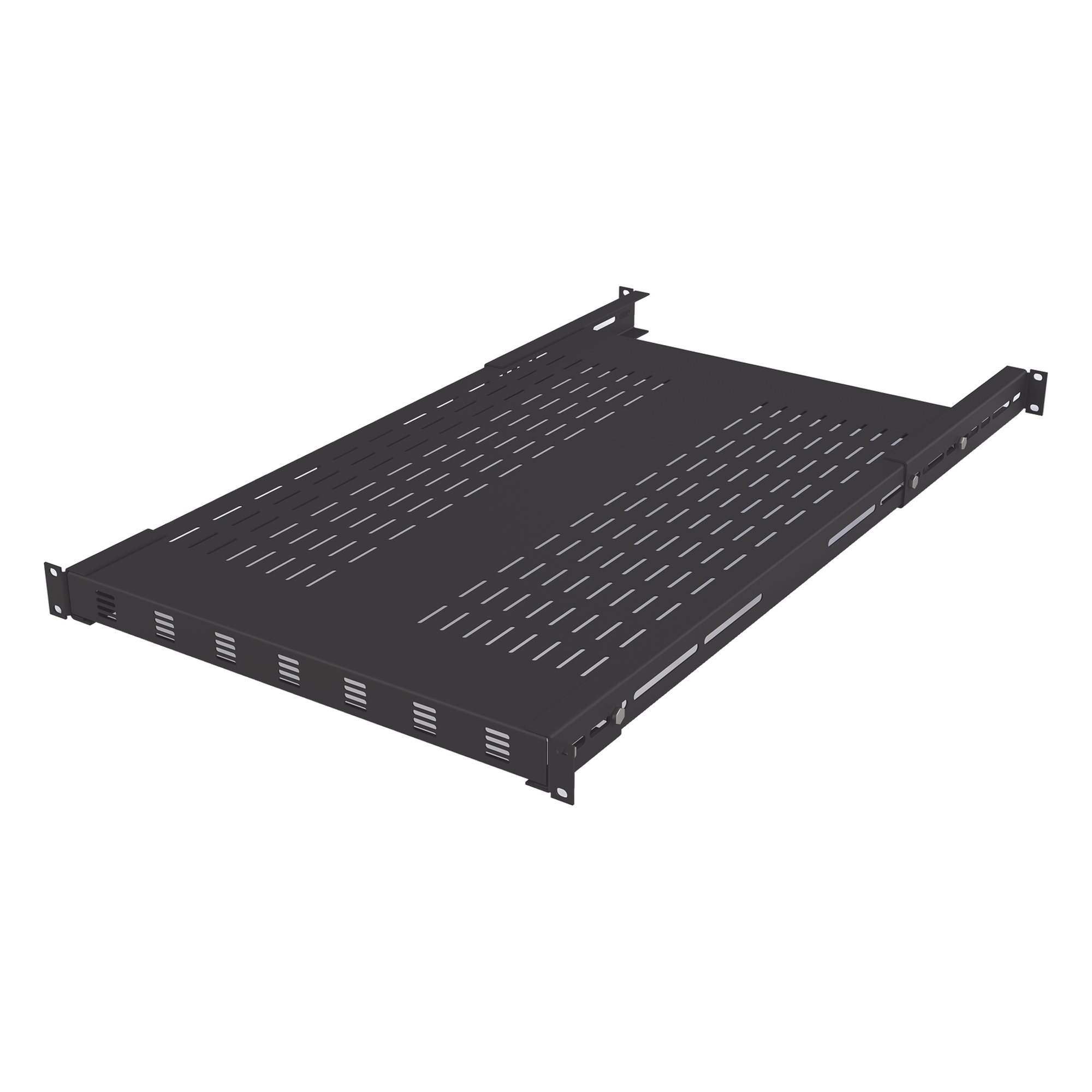 Charola Ventilada para Soportar Equipos en Rack, Profundidad Ajustable de 495 a 965 mm, 1U, Color Negro — LINKEDPRO BY EPCOM · SKU LPRVSH49-961U