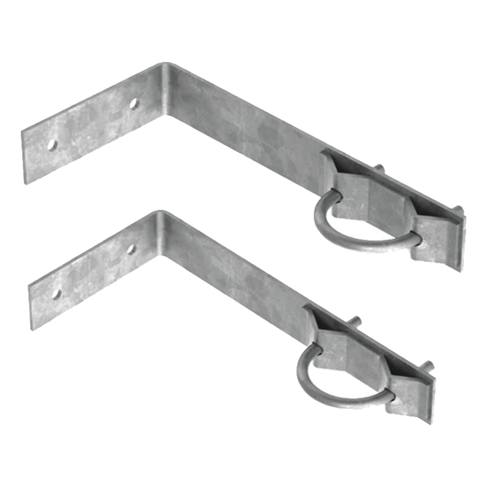 Herrajes de Pared para Mástil / Acero A-36 Galvanizado / Mástil 1-1/4" a 2" / Estructuras hasta 3 m (9.8 ft) / 2 Juegos Tipo L con Abrazaderas U — SYSCOM TOWERS · SKU SMR-PH