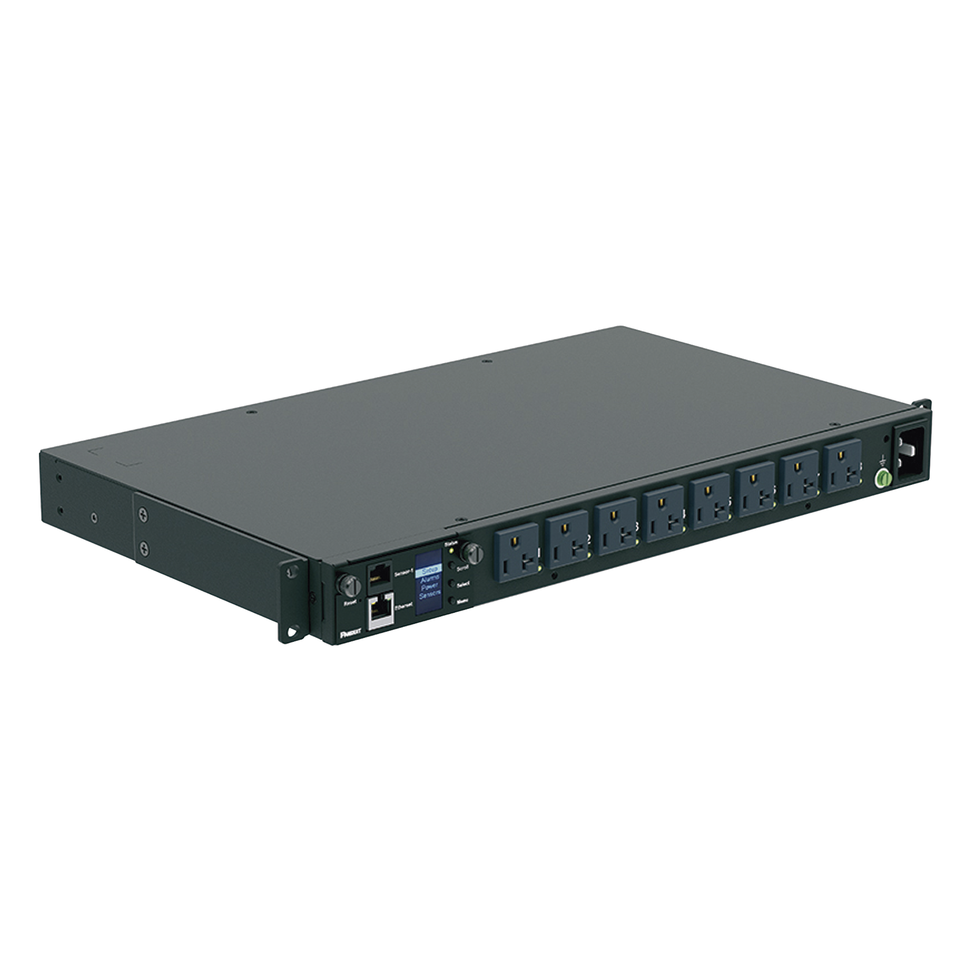 PDU Monitoreable por Toma / 8 Salidas NEMA 5-20R / Control Individual y por Grupo / 120 Vca / 15 A / 1UR Horizontal 19 in — PANDUIT · SKU P08E14M