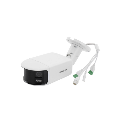 [FlexVu] [PROTECCIÓN ACTIVA] Bala IP Panorámica 8 Megapixel (4K) / 2 Lentes 4 mm (180°) / Imagen a Color 24/7 (ColorVu) / PoE / WDR 130° / IP67 / ACUSENSE / Luz Estroboscópica y Alarma Audible / 40 mts Luz Blanca / Micro SD
