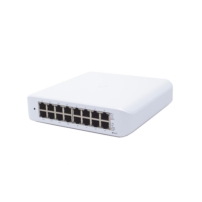 Switch UniFi Lite Administrable PoE de 16 Puertos 10/100/1000 Mbps (8 puertos 802.3af/at), 45 W