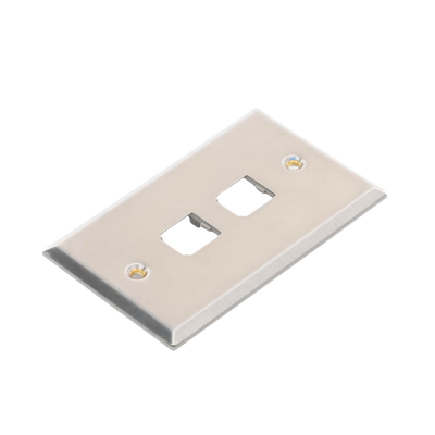 Placa de Pared Vertical, de Acero Inoxidable, Salida Para 2 Puertos Mini-Com