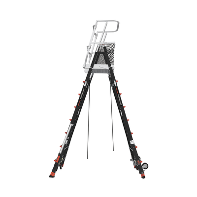 Escalera de Fibra de Vidrio con Jaula de 8'-14' (2.44 - 4.27 m). Con Ajuste en Ruedas (RATCHET™ Leveler) (SKU:18515-817).
