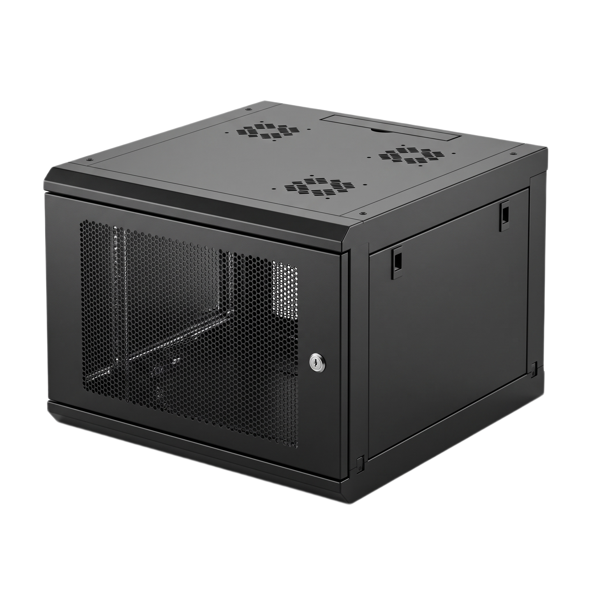 Gabinete Rack 19 Pulgadas / 04 Unidades / Ventilado / Montaje Pared / Acero Calibre 20 / Capacidad 100 kg / Dimensiones 636x606x283 mm (25x23.9x11.1 in)