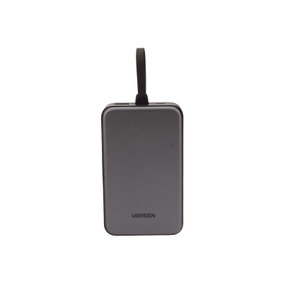Power Bank Portatil | 20000mAh (74Wh) | 30W | Con Cable USB-C Incorporado | 2 Salidas 22,5W | Pantalla Inteligente | Multiple Proteccion | Aprobado por Aerolíneas | Color Grey.
