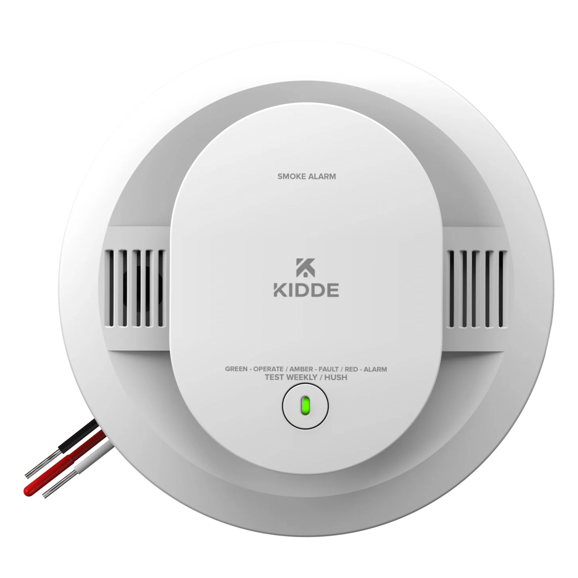 Detector de humo fotoeléctrico alámbrico 120 V CA con respaldo de baterías AA, interconexión hasta 24 dispositivos, paquete de 6 — KIDDE · SKU 20SAR