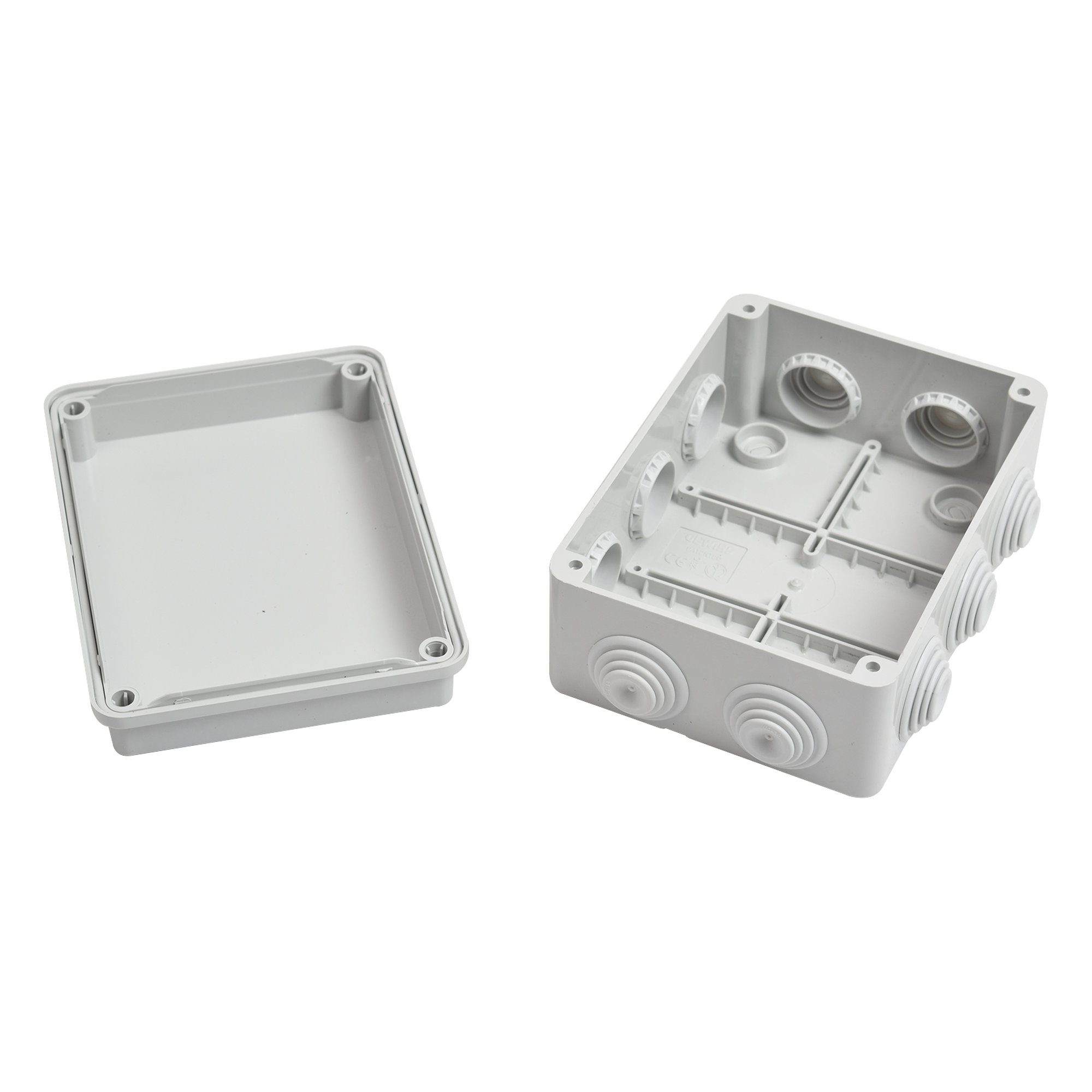 Caja Estanca de PVC Para Derivación y Conexión, 10 Entradas, Tapa Atornillada, 150x110x70 mm (Área interna), Uso Exterior IP55, Material que no Propaga el Fuego y Libre de Hálogenos