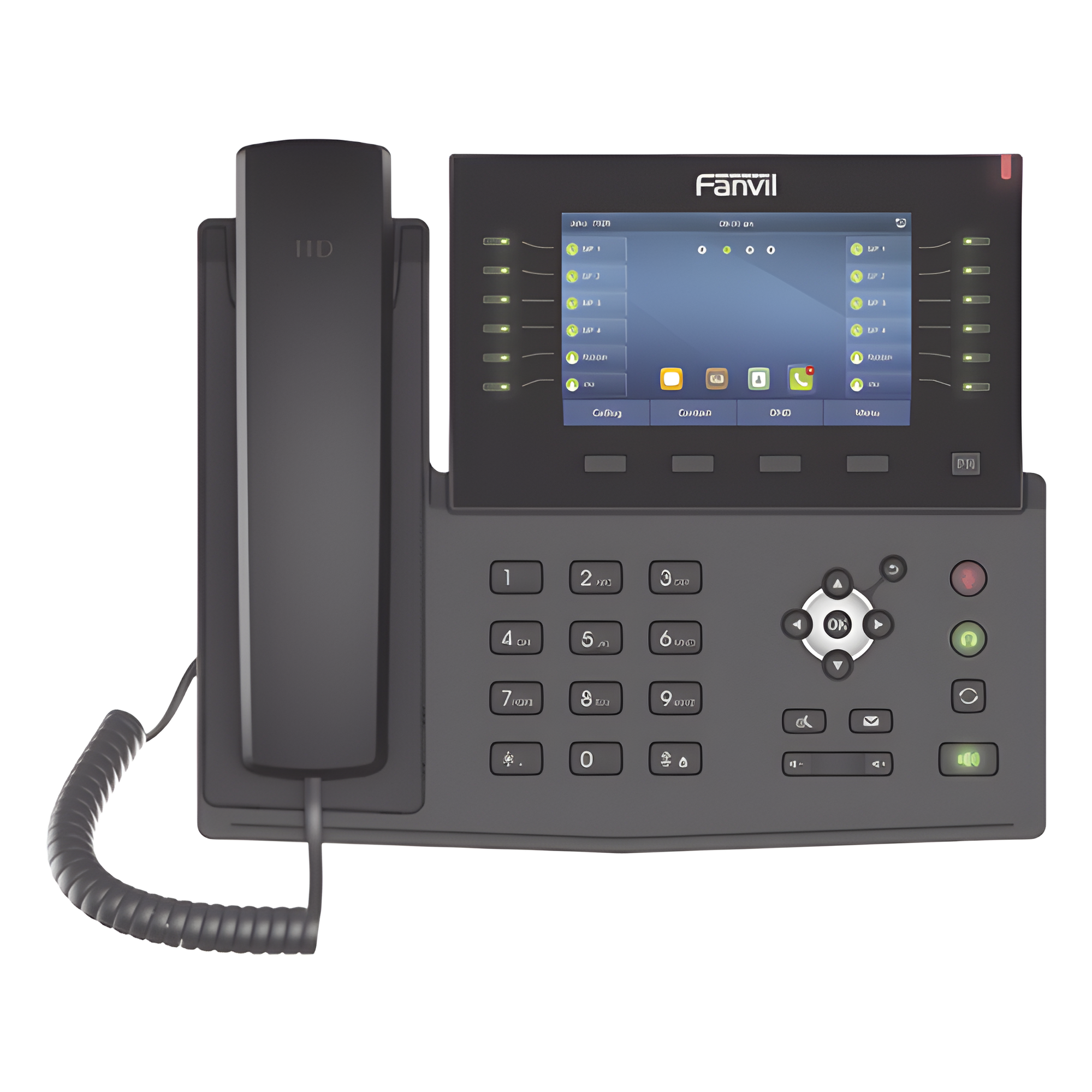 Teléfono IP empresarial para 20 lineas SIP, Bluetooth integrado para diademas, PoE y hasta 60 botones DSS con doble puerto Gigabit, soporta recepción de video — FANVIL · SKU X7C