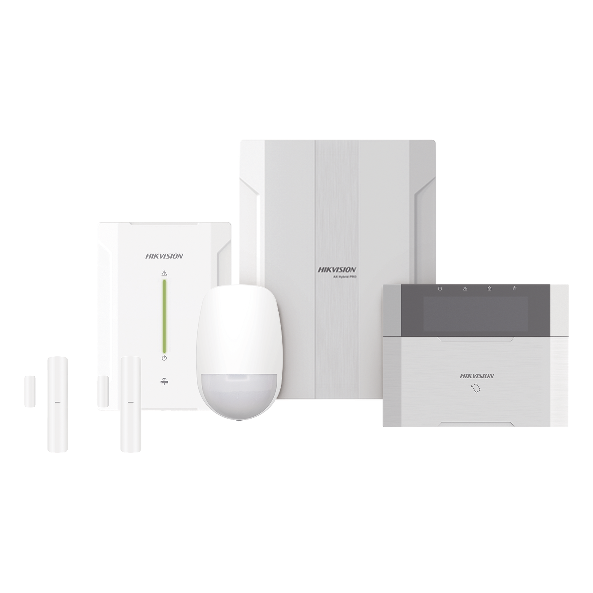 KIT Panel de Alarma HYBRID PRO / 1 Panel Híbrido / 1 Teclado LCD / 2 Contactos Magnéticos Inalámbricos / 1 PIR Inalámbrico — HIKVISION · SKU DS-PHA64-LP/RF