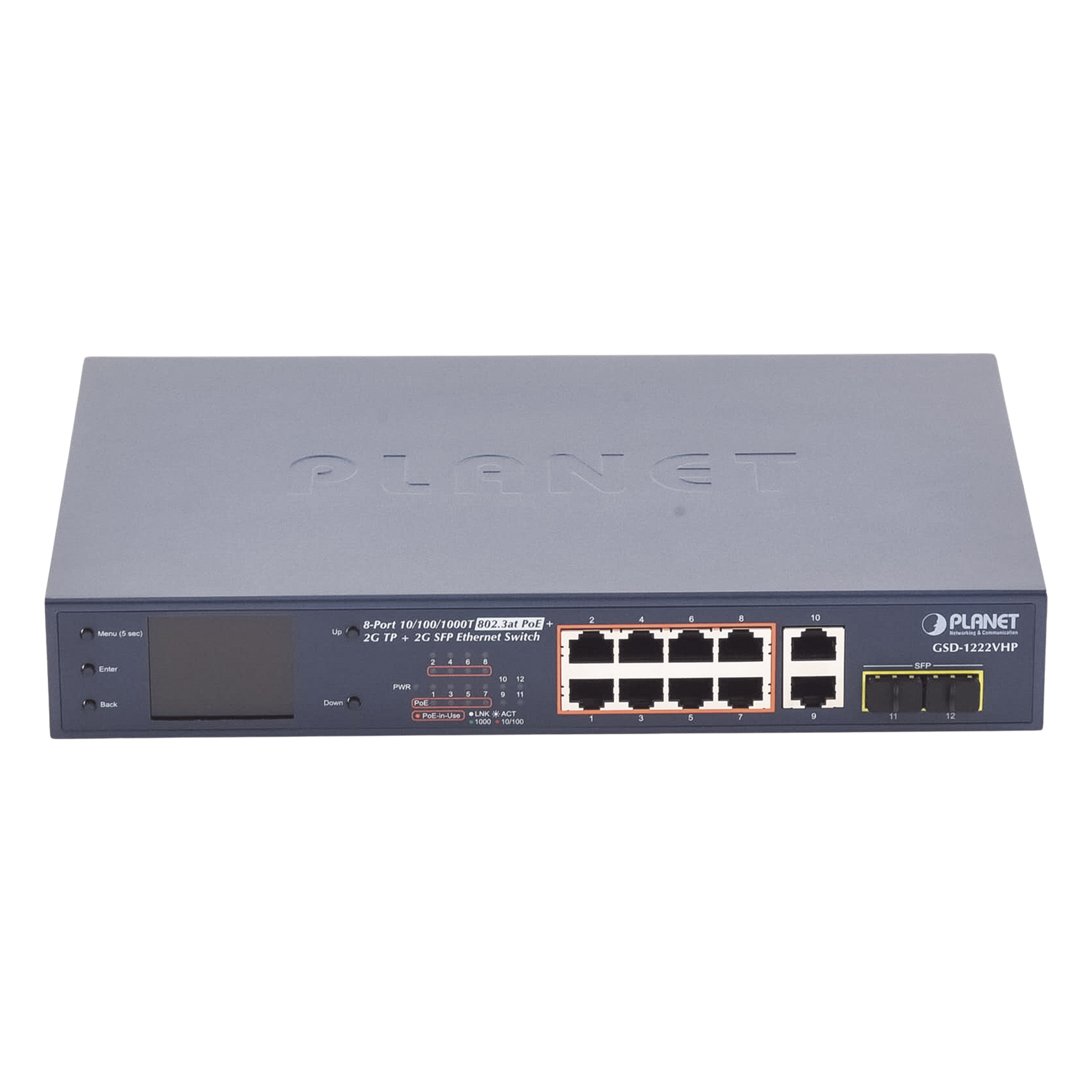 Switch No Administrable 8 Puertos Gigabit con Modo Extender a 250 m, 2 Puertos Uplink 10/100/1000 Mbps, 2 Puertos SFP