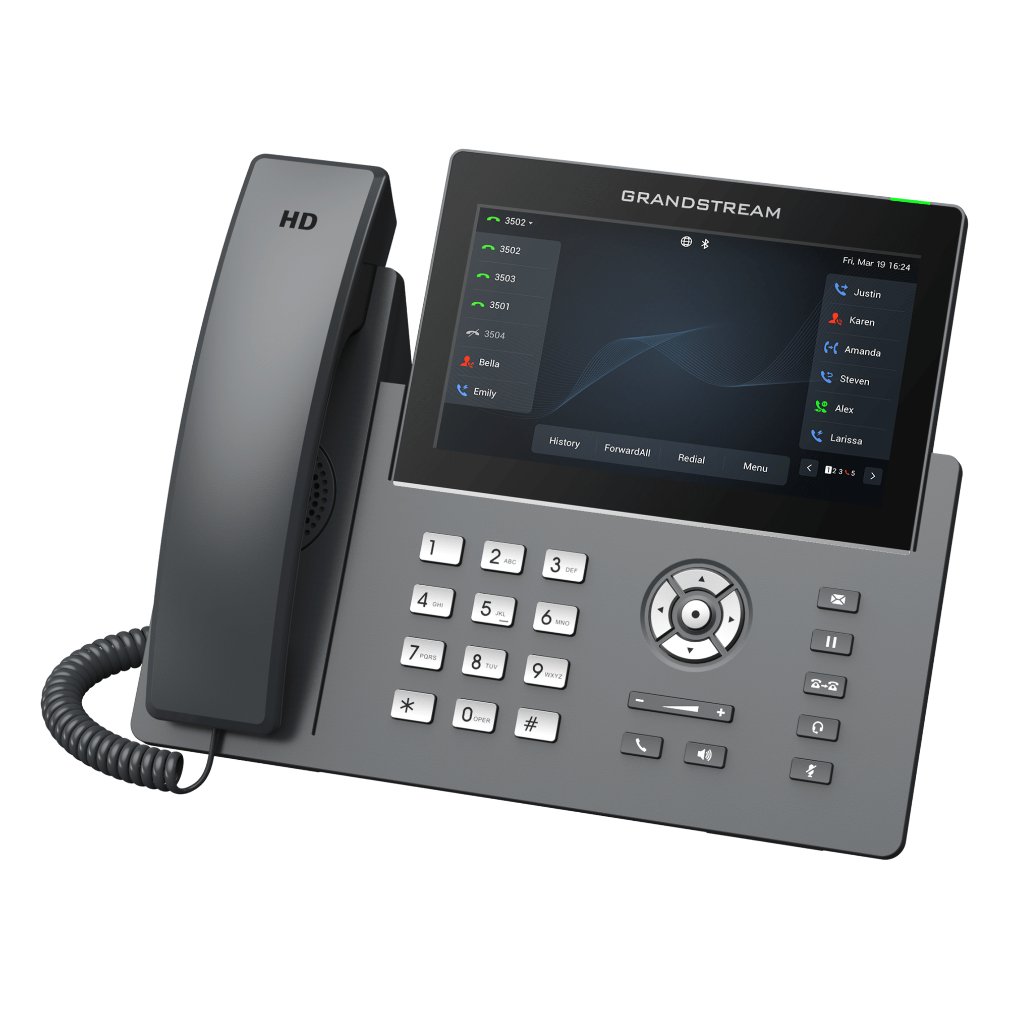 Teléfono IP / 12 Líneas SIP / 6 Cuentas / Pantalla Táctil 7" / Wi-Fi Dual Band / PoE Gigabit / Bluetooth / Audio HD Opus