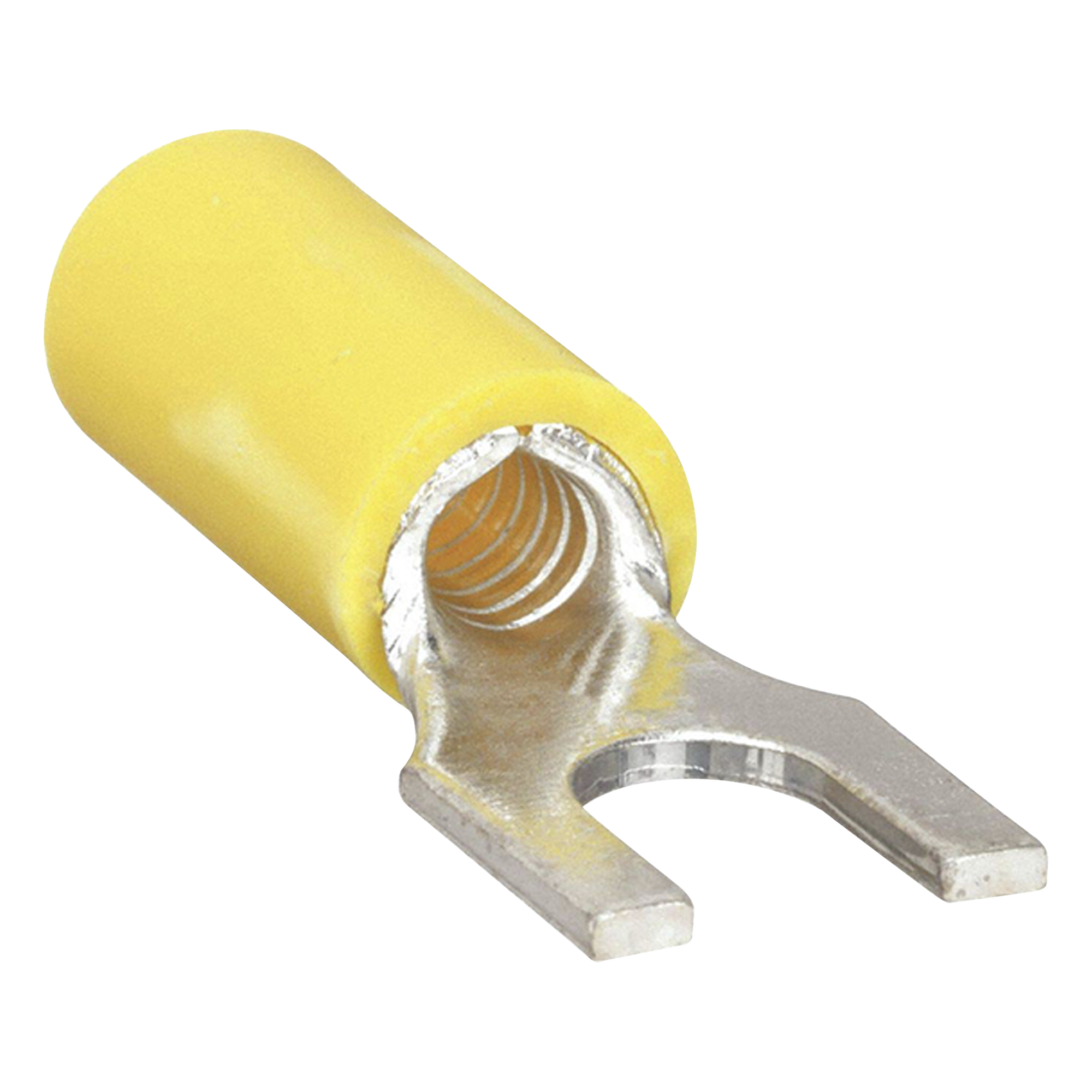 Terminal tipo horquilla ( espada ) aislada / 12 - 10 AWG / Amarillo / Paquete de 25 piezas. — EPCOM POWERLINE · SKU RC1157-100