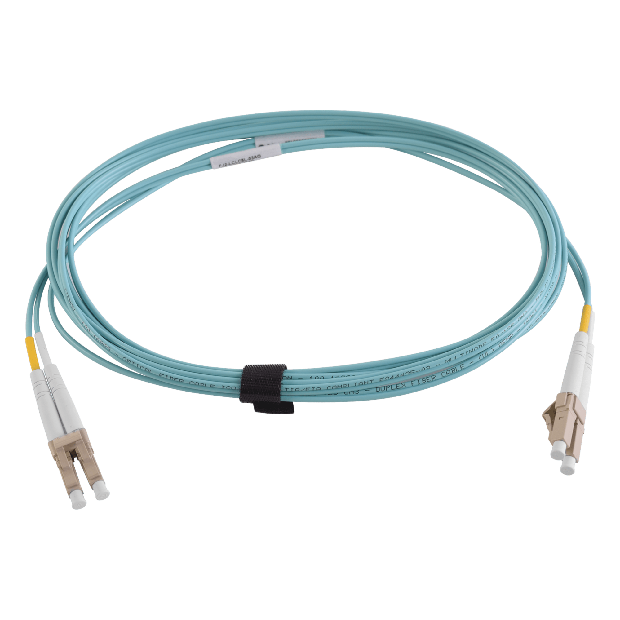 Jumper de Fibra Óptica Multimodo 50/125 XGLO OM3, LC-LC Duplex, OFNR, Color Aqua, 3 Metros (9.84 Pies) — SIEMON · SKU FJ2-LCLC5L-03AQ