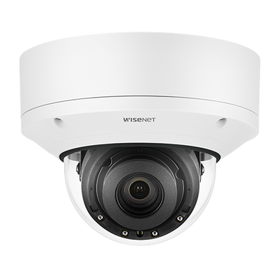 Cámara Domo 2MP con IA, Antivandalica / Lente Motorizado de 4.38 A 9.33mm / P-Iris, WDR 120dB / Ranura SD / IP66 IP67 IP6K9K IK10+ NEMA4X — HANWHA VISION · SKU PNV-A6081R