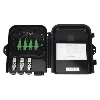 Cierre de Empalme para 24 fusiones de fibra óptica, Interior/Exterior, con 8 acopladores SC/APC y splitter 1x8 SC/APC Incluido, IP65, 3 Puertos para Fibra Troncal o Distribución
