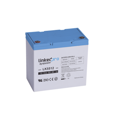 Batería de respaldo 12 V | 55 Ah | AGM | Especial para Seguridad Electrónica | UPS | Sistemas de Emergencia | Vida útil 5 años | Terminales T2